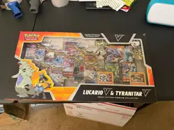 Pokemon Lucario V & Tyranitar V Heavy Hitters Premium Collection Box 14 Boosters - Image 1