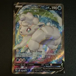 Pokemon TCG Alolan Vulpix V Silver Tempest Ultra Rare Full Art Holo 173/195 - Image 1