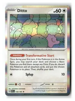 Ditto 132/165 Rare 151 Pokemon Holo Near Mint - Image 1