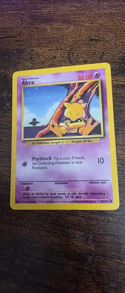 Abra 43/102 Common Base Set Unlimited Pokemon Lightly Played - Image 1