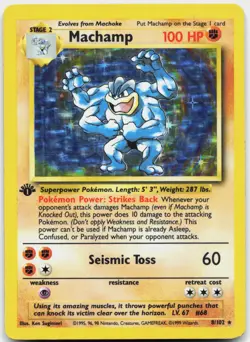 Machamp 8/102 Holo Holo Rare Deck Exclusives Pokemon 1st Edition Holo MP - Image 1