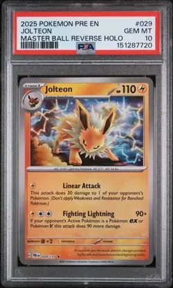 Pokemon Jolteon Prismatic Evolutions Master Ball Reverse Holo #029 PSA 10 - Image 1