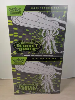 Pokemon TCG Lot of 2 Mega Evolution Perfect Order Elite Trainer Boxes ETB NEW - Image 1