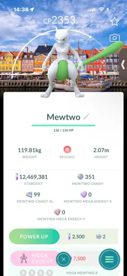 Pokemon Go Shiny Legendary Mewtwo ( Denmark Background) - Image 1