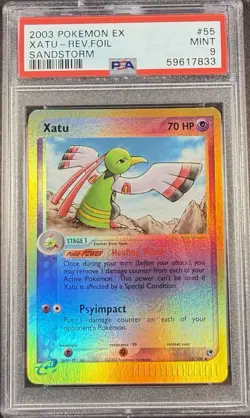 2003 Pokemon EX Sandstorm 55 Xatu Reverse PSA 9 Mint - Image 1