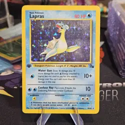 Lapras 1st Edition Holo Rare Fossil 10/62 Pokemon Card - WOTC 1999 - Image 1