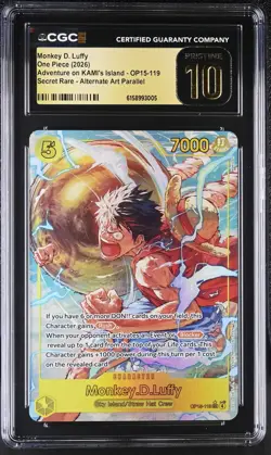 Monkey D. Luffy OP15-119 Alt Art SEC CGC PRISTINE 10 One Piece TCG Kami Island - Image 1