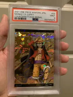 2021 ONE PIECE WAFERS JAPANESE COUNTERATTACK SIGNAL #02 MONKEY D. LUFFY PSA 9 - Image 1
