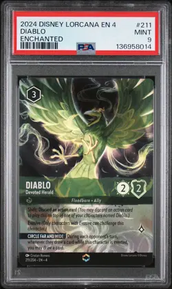 2024 DISNEY LORCANA EN 4-URSULA'S RETURN ENCHANTED DIABLO - DEVOTED HERALD PSA 9 - Image 1