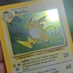 Pokemon TCG Raichu 14/102 Base Set Holo Rare 1999 Copyright HP80 Card - Image 2
