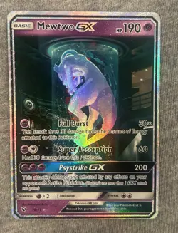 Pokemon Mewtwo GX Secret Rare 78/73 Shining Legends Holo Card mewtube - Image 1