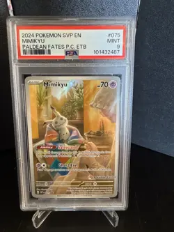 Pokemon Center Exclusive Mimikyu PSA 9 Paldean Fates Promo Card - Image 1