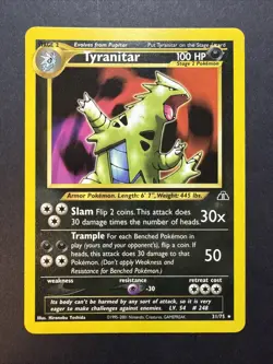 Pokemon Card Tyranitar 31/75 Neo Discovery Non Holo Rare - Image 1