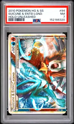 2010 POKEMON HEARTGOLD & SOULSILVER UNLEASHED SUICUNE & ENTEI LEGEND-HOLO PSA 7 - Image 1