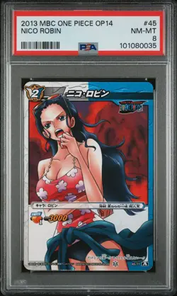 ONE PIECE NICO ROBIN MBC MIRACLE BATTLE CARDDASS OP14-045 PSA 8 NM MINT CARD - Image 1