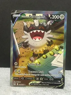 Galarian Perrserker V 184/196 Ultra Rare Lost Origin Pokemon Holo Near Mint - Image 1