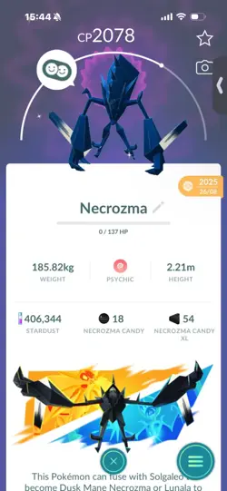 Pokemon Go (Stage 44 ) Shiny Necrozma X2 ( 6 Legendarys ) - Image 2