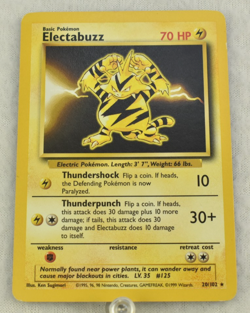 Pokemon TCG Electabuzz Base Set 020/102 Non Holo Vintage 1999 - Image 1