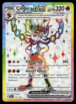 Cinderace ex 157/142 Ultra Rare Stellar Crown Pokemon Near Mint - Image 1