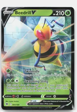 Beedrill V 001/189 Holo V Rare Astral Radiance Pokemon Near Mint - Image 1