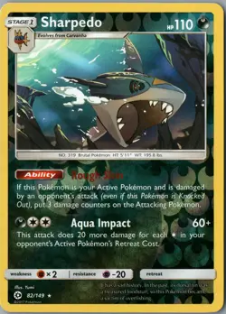 Sharpedo Rare SM Base Set 82/149 NM Reverse Holofoil - Pokemon - Image 1