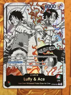 ST30-001 Luffy & Ace leader Alt Art (Parallel) One Piece Card Game ENGLISH Deck - Image 1