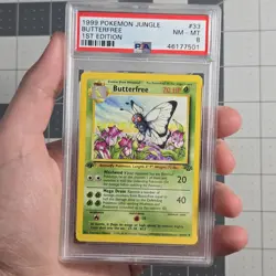 Butterfree D Edition Error Misprint Pokemon Card PSA 8 NM/Mint Condition 33/64 - Image 1