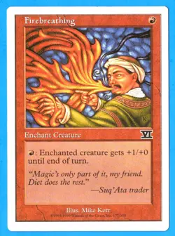 Firebreathing - 6th Edition 1999 MTG Red Common Enchantment NP - Image 1