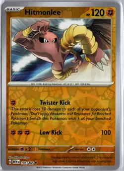 Hitmonlee 106/165 Uncommon 151 Pokemon Reverse Holo Lightly Played - Image 1