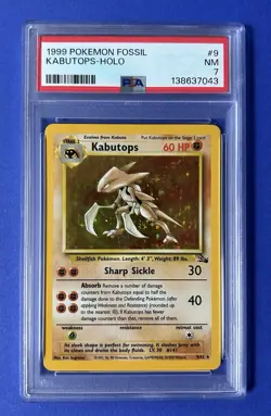 1999 Pokemon Fossil Kabutops Holo #9 PSA 7 NM - Image 1