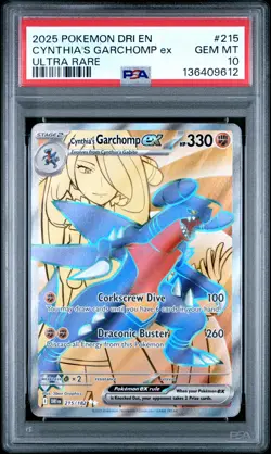 2025 POKEMON DRI EN-DESTINED RIVALS ULTRA RARE #215 CYNTHIA'S GARCHOMP EX PSA 10 - Image 1