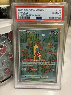 Pokemon Shuckle Me01: Mega Evolution Illustration Rare Holo #136/132 PSA 10 2025 - Image 1