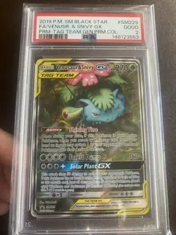 Pokemon Venusaur & Snivy GX SM229 Ultra Rare Sun & Moon Promo Tag Team PSA 2 - Image 1
