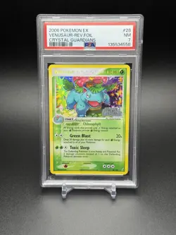 2006 POKEMON EX CRYSTAL GUARDIANS VENUSAUR #28 REVERSE FOIL NEAR MINT PSA 7 - Image 1