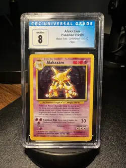 Pokemon Unlimited Alakazam - 1999 Base Set CGC graded nm mint 8 1/102 Holo - Image 1