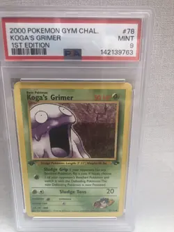 PSA 9 Pokemon WOTC 1st Edition Gym Challenge Koga’s Grimer 78/132 Common MINT - Image 1
