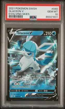 Glaceon V 040/203 Ultra Rare GEM MINT PSA 10. Pokemon SW&SH Evolving Skies - Image 1