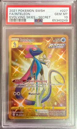 Inteleon 227/203 Secret Rare GEM MINT PSA 10. Pokemon SW&SH Evolving Skies - Image 1
