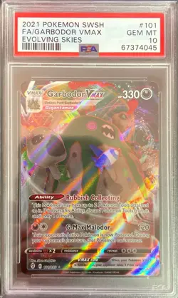 Garbodor VMAX 101/203 Full Art GEM MINT PSA 10. Pokemon SW&SH Evolving Skies - Image 1