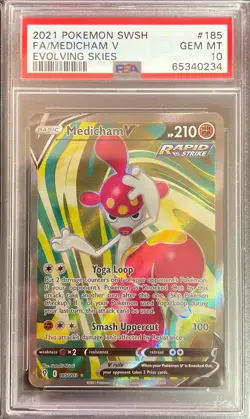 Medicham V 185/203 Full Art GEM MINT PSA 10. Pokemon SW&SH Evolving Skies - Image 1