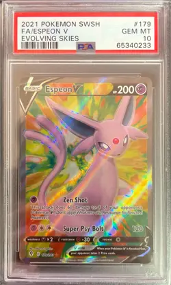 Espeon V 179/203 Full Art GEM MINT PSA 10. Pokemon SW&SH Evolving Skies - Image 1