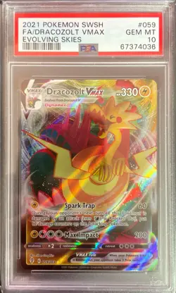 Dracozolt VMAX 059/203 Full Art GEM MINT PSA 10. Pokemon SW&SH Evolving Skies - Image 1