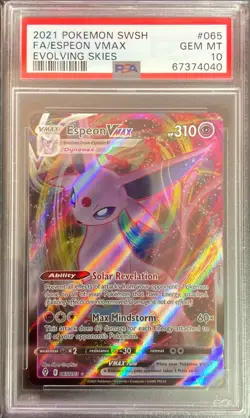 Espeon VMAX 065/203 Full Art GEM MINT PSA 10. Pokemon SW&SH Evolving Skies - Image 1