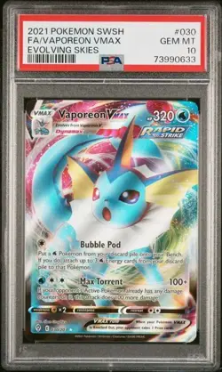 Vaporeon VMAX 030/203 Full Art GEM MINT PSA 10. Pokemon SW&SH Evolving Skies - Image 1