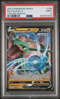 Rayquaza V 100/159 Ultra Rare MINT PSA 9. Pokemon SW&SH Crown Zenith - Image 1