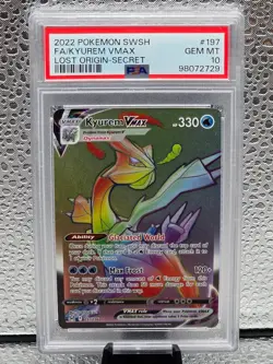 Pokemon Kyurem VMAX Secret Rare Holo 197/196 Lost Origin PSA 10 2022 TCG - Image 1