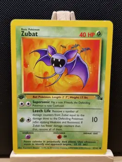 Pokemon TCG 1999 WOTC 1st Edition Fossil Zubat 57/62 - Excellent - Image 1