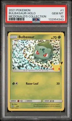 2021 POKEMON MCDONALD'S COLL #1 BULBASAUR-HOLO PSA 10 - Image 1