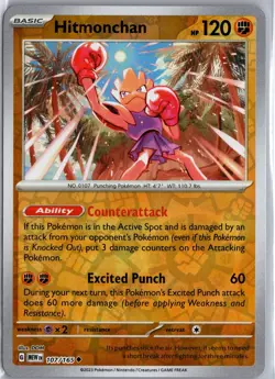 Hitmonchan 107/165 Uncommon 151 Pokemon Reverse Holo Lightly Played - Image 1