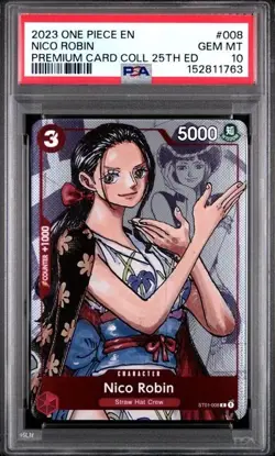 Nico Robin ST01-008 25th Anniversary 2023 One Piece Premium Card PSA 10 - Image 1